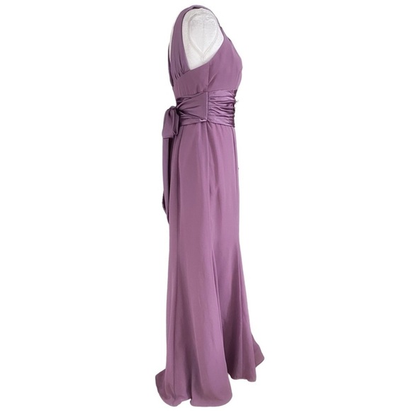 DAVID'S BRIDAL PURPLE CHIFFON SATIN BALL PROM EVENING GOWN DRESS - 6 - Picture 2 of 9